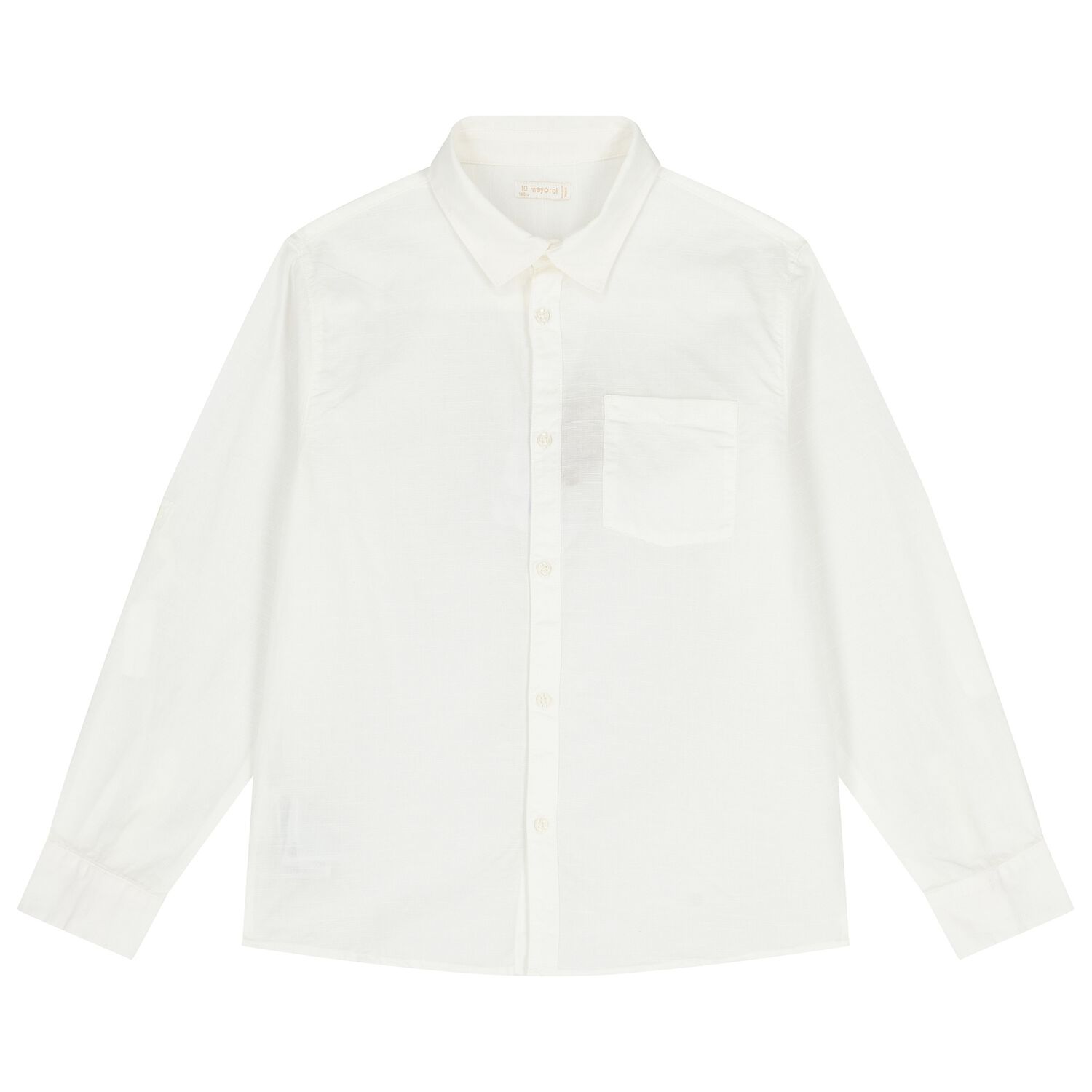 Boys White Linen Shirt, 1, hi-res