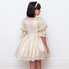 Girls Ivory & Gold Brocade Dress, 1, hi-res