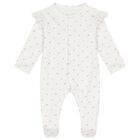 Baby Girls White & Pink Bow Babygrow, 1, hi-res