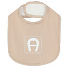 Beige & White Logo Bib, 2, hi-res
