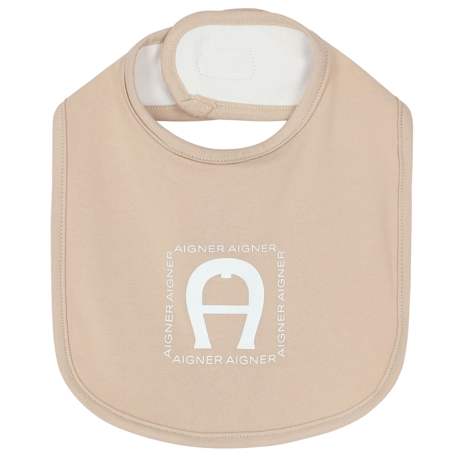 Beige & White Logo Bib, 2, hi-res