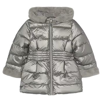 Girls Silver Puffer Coat