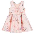 Girls Pink Floral Satin Dress, 1, hi-res
