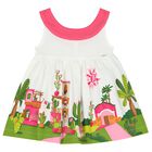 Younger Girls White Flared Dress, 1, hi-res