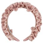 Girls Pink Pleated Ruffled Headband, 2, hi-res