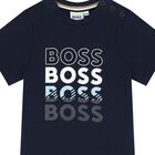 Younger Boys Navy Blue Logo T-Shirt, 4, hi-res