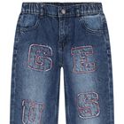 Boys Blue Denim Logo Jeans, 1, hi-res