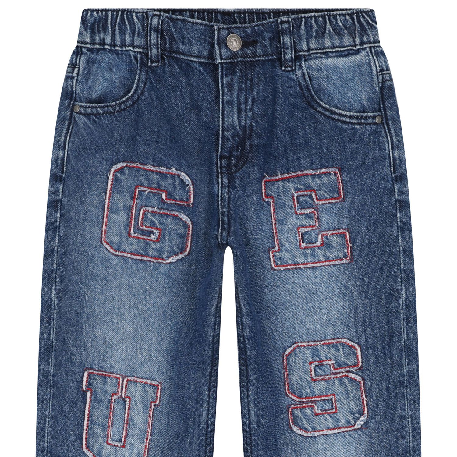 Boys Blue Denim Logo Jeans, 1, hi-res