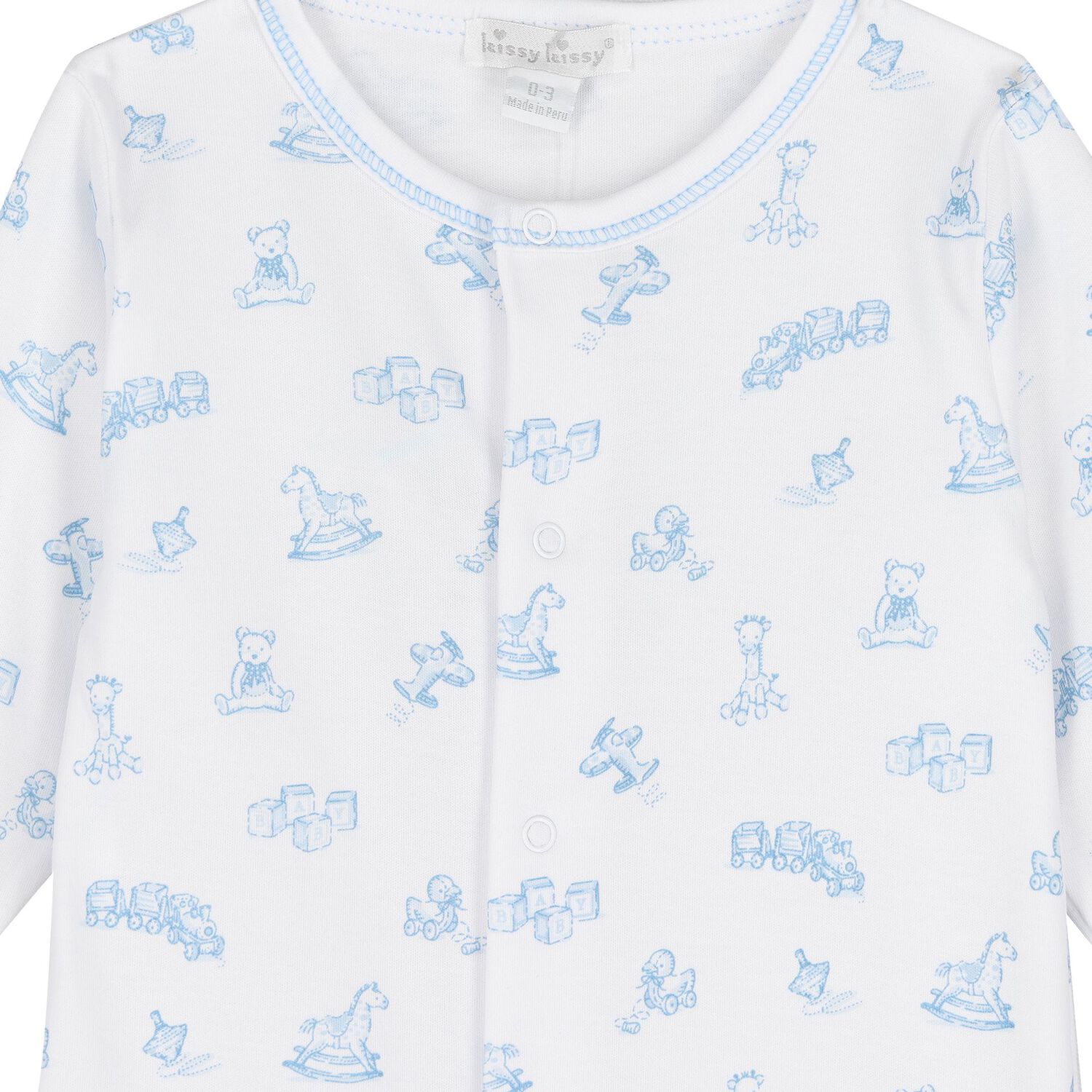 Baby Boys White & Blue Vintage Toy Treasures Babygrow, 1, hi-res image number null