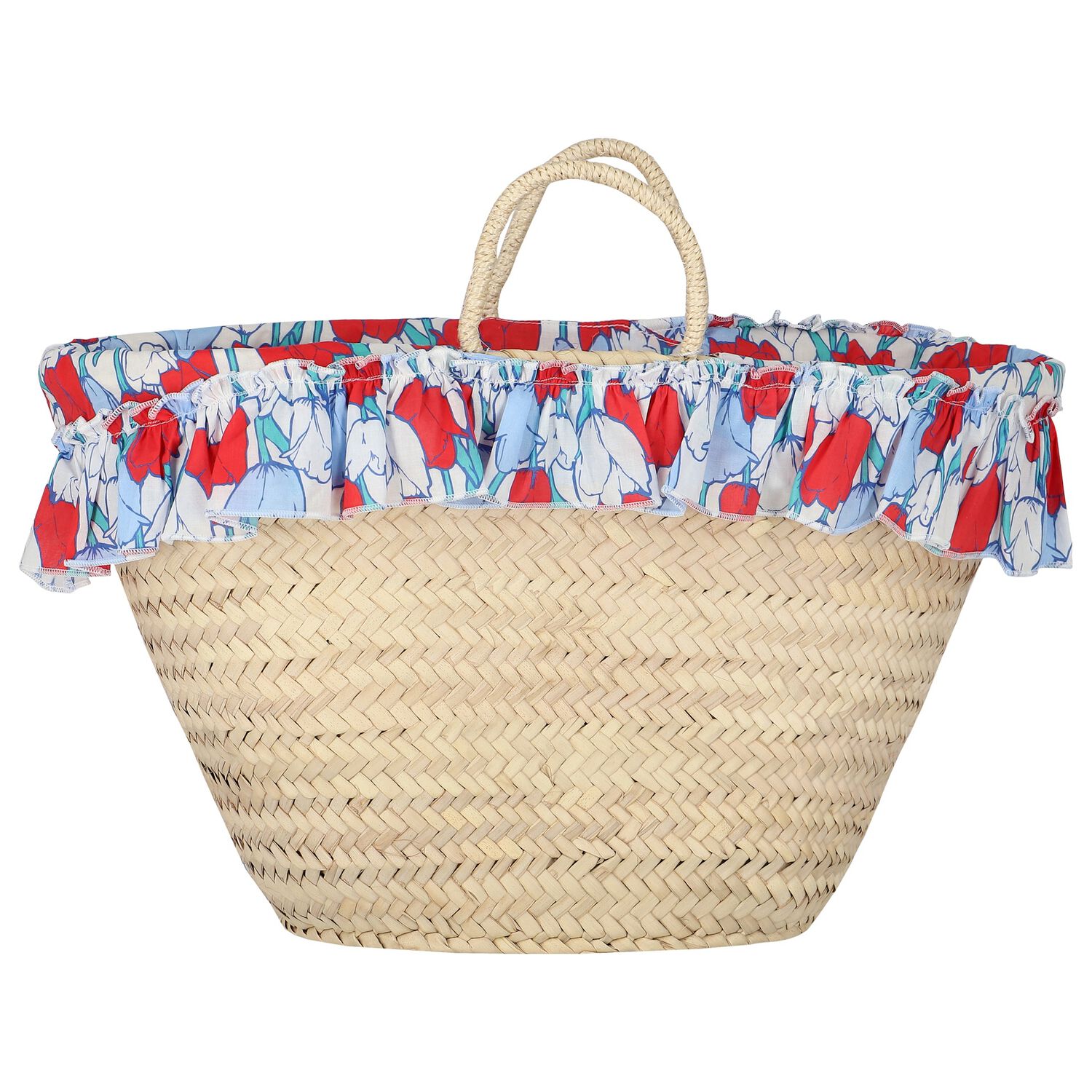 Girls Beige Floral Beach Bag, 1, hi-res