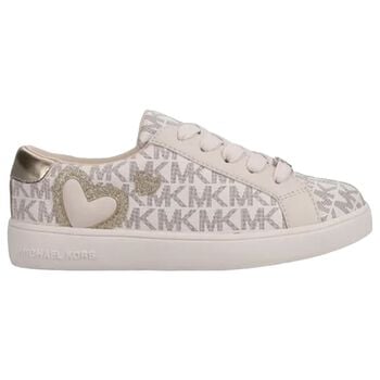 Girls Ivory & Gold Logo Trainers