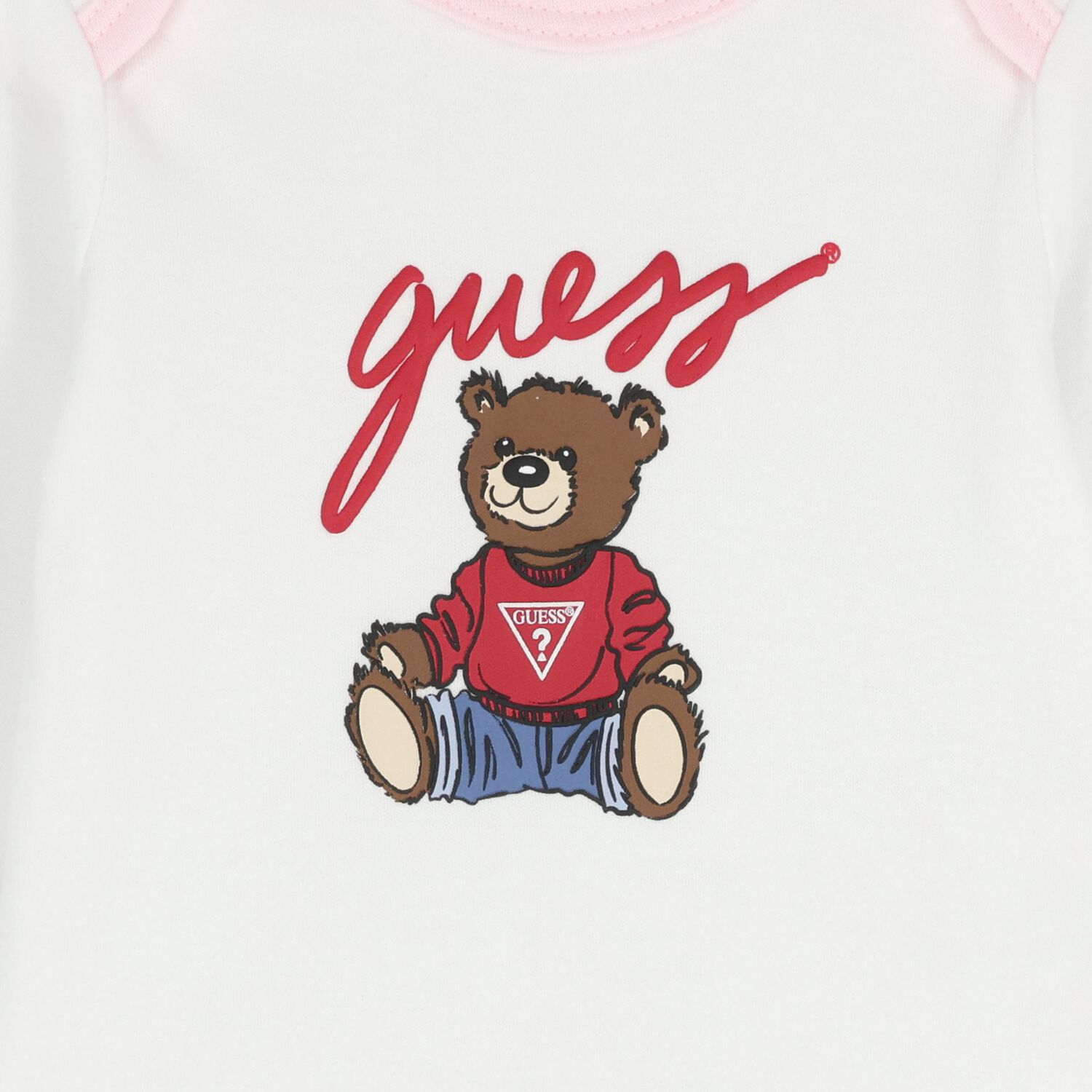 Baby Girls Pink & White Teddy Bear Logo Bodysuit Set, 1, hi-res