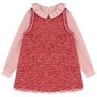 Girls Red Tweed & Pink Crêpe Chiffon Dress, 1, hi-res