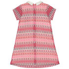 Girls Pink Crochet Lace Dress, 1, hi-res