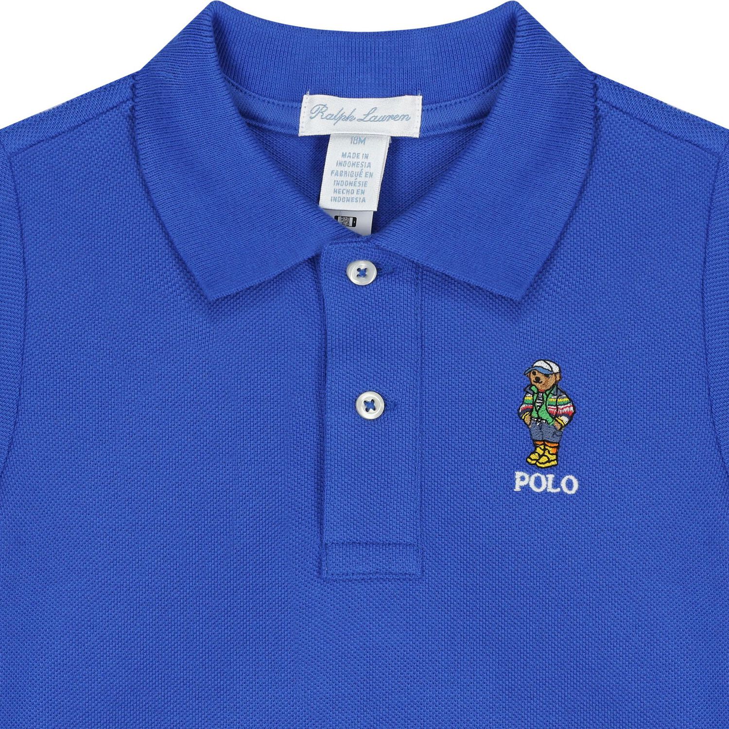 Baby Boys Blue Polo Bear Polo Shirt, 1, hi-res
