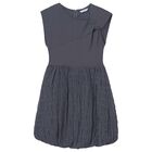 Girls Grey Bubble Hem Dress, 2, hi-res