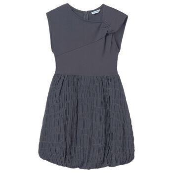 Girls Grey Bubble Hem Dress