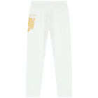 Girls White & Gold Cheetah Leggings, 1, hi-res