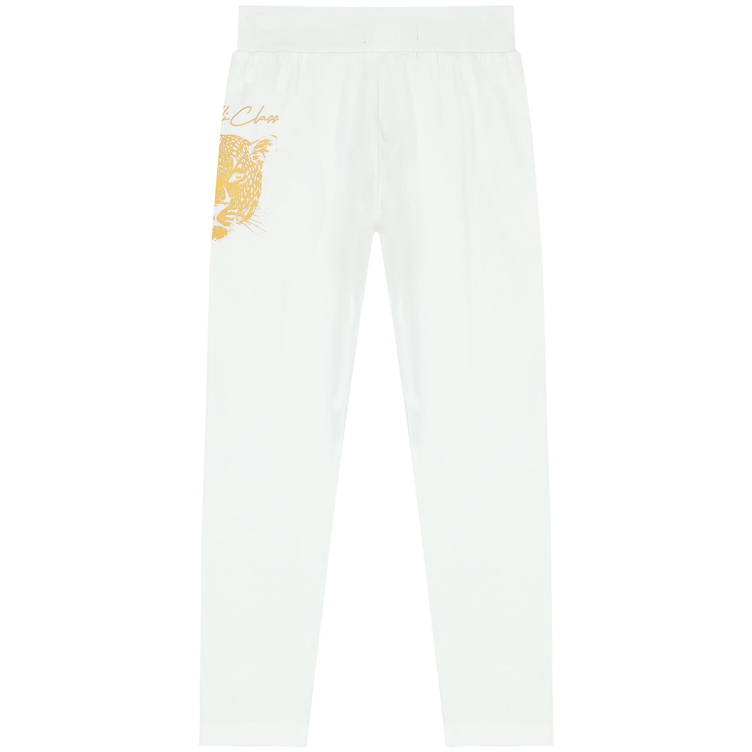 Girls White & Gold Cheetah Leggings, 1, hi-res image number null