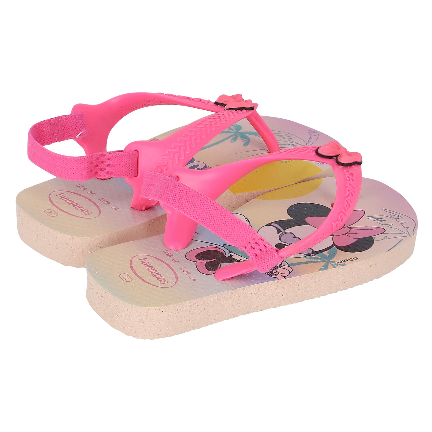 Younger Girls Pink Minnie Mouse Flip Flops, 1, hi-res