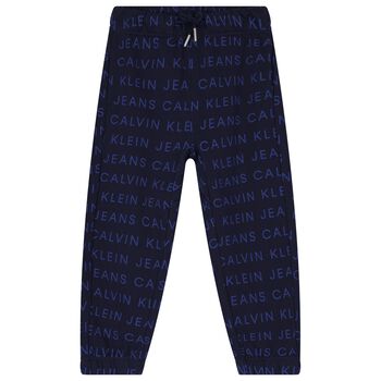 Boys Navy Blue Logo Joggers