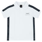 Boys White Logo Polo Shirt, 1, hi-res