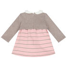 Baby Girls Pink Striped Dress, 1, hi-res
