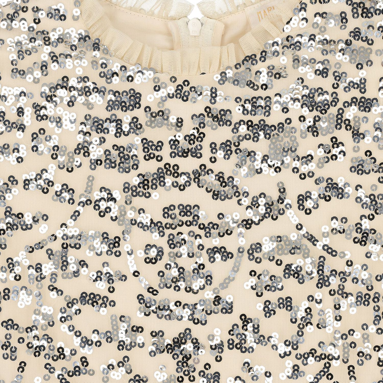 Girls Beige & Silver Sequin Maxi Dress, 1, hi-res