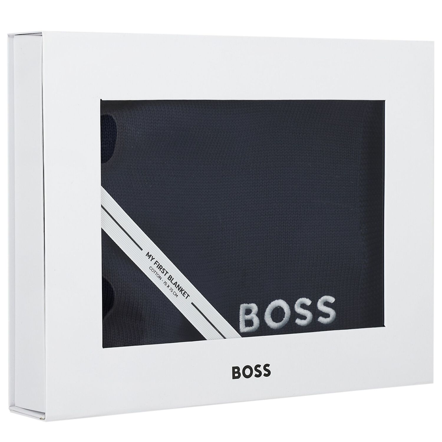 Baby Boys Navy Blue Logo Knit Blanket, 3, hi-res