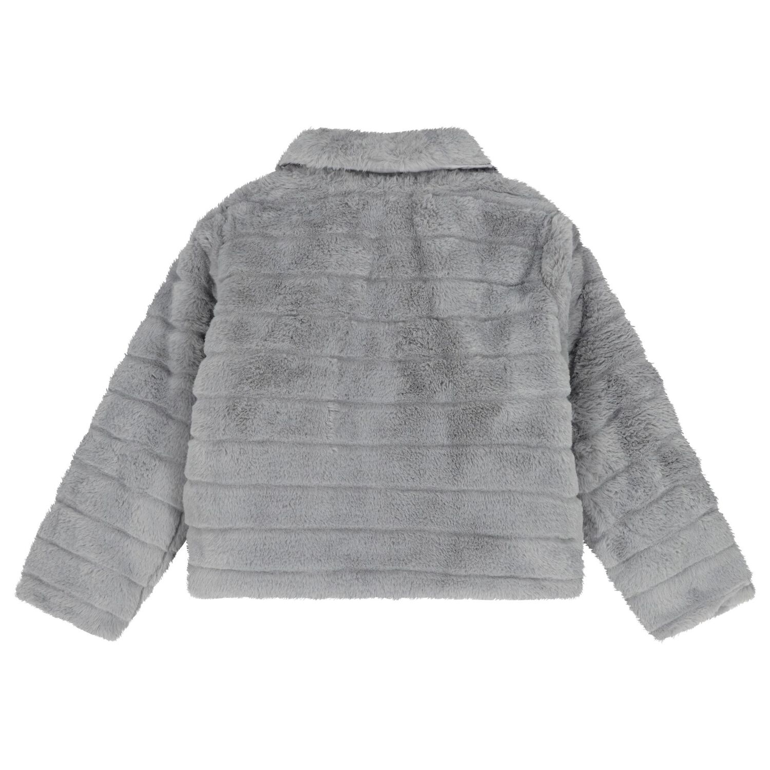 Girls Grey Faux Fur Jacket, 1, hi-res