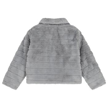 Girls Grey Faux Fur Jacket