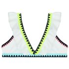 Girls White Ruffled & Embroidered Bikini, 1, hi-res
