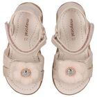 Girls Gold Flower Sandals, 3, hi-res