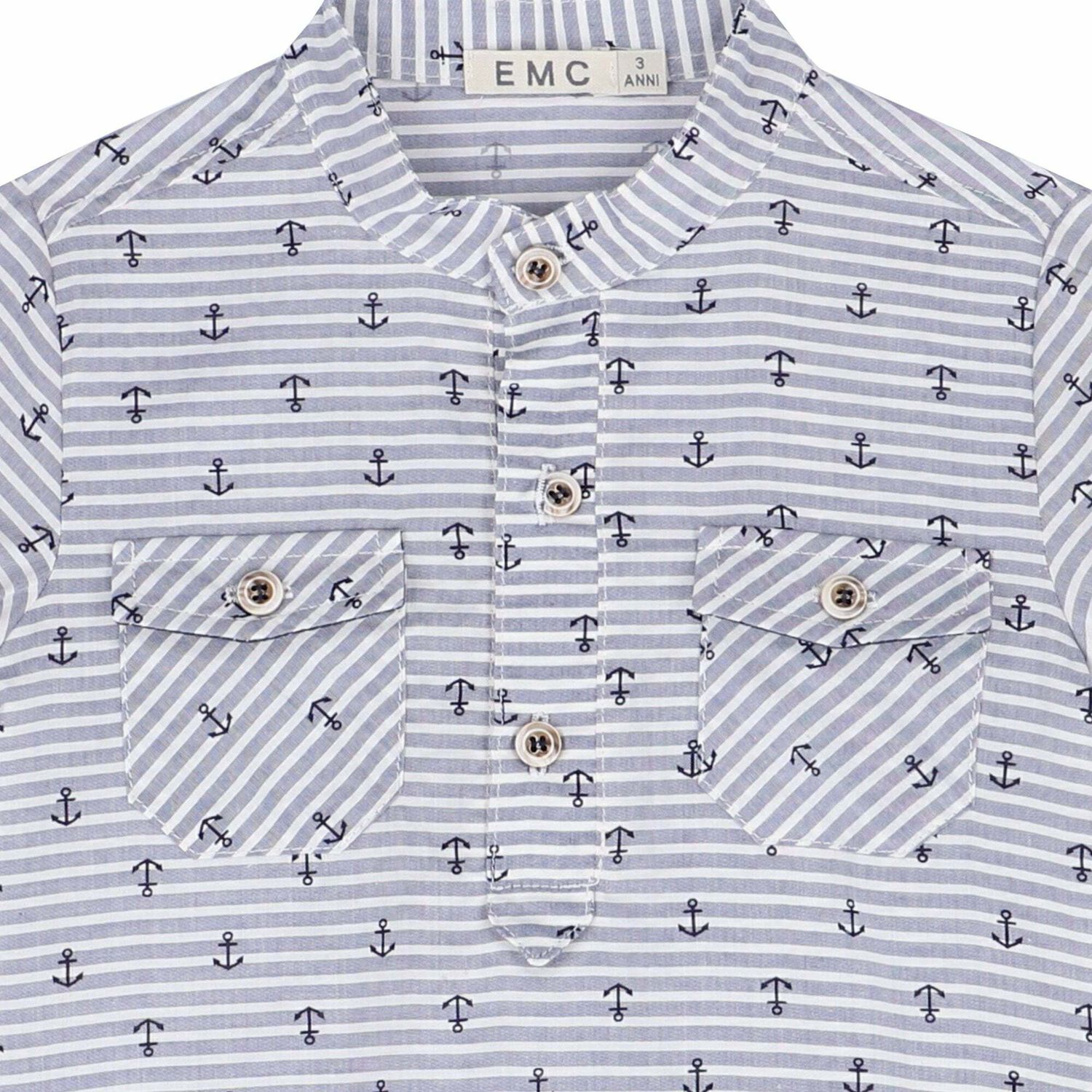 Boys White & Navy Printed Top, 1, hi-res