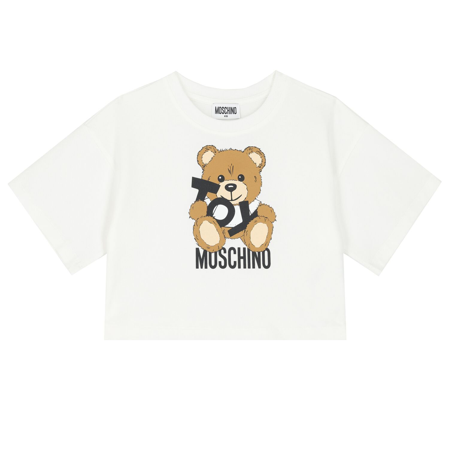 Girls Ivory Teddy Bear Logo T-Shirt, 1, hi-res