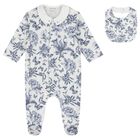Baby Boys Ivory & Navy Blue Toile De Jouy Babygrow Gift Set, 1, hi-res
