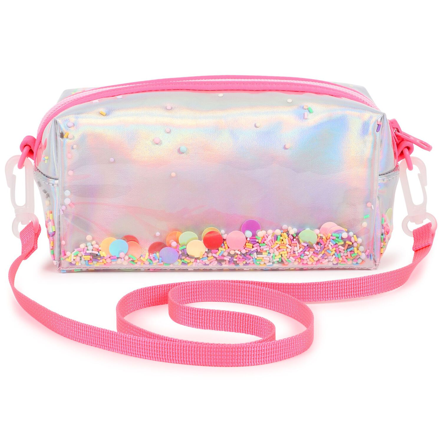Girls Silver Iridescent Pencil Case, 1, hi-res