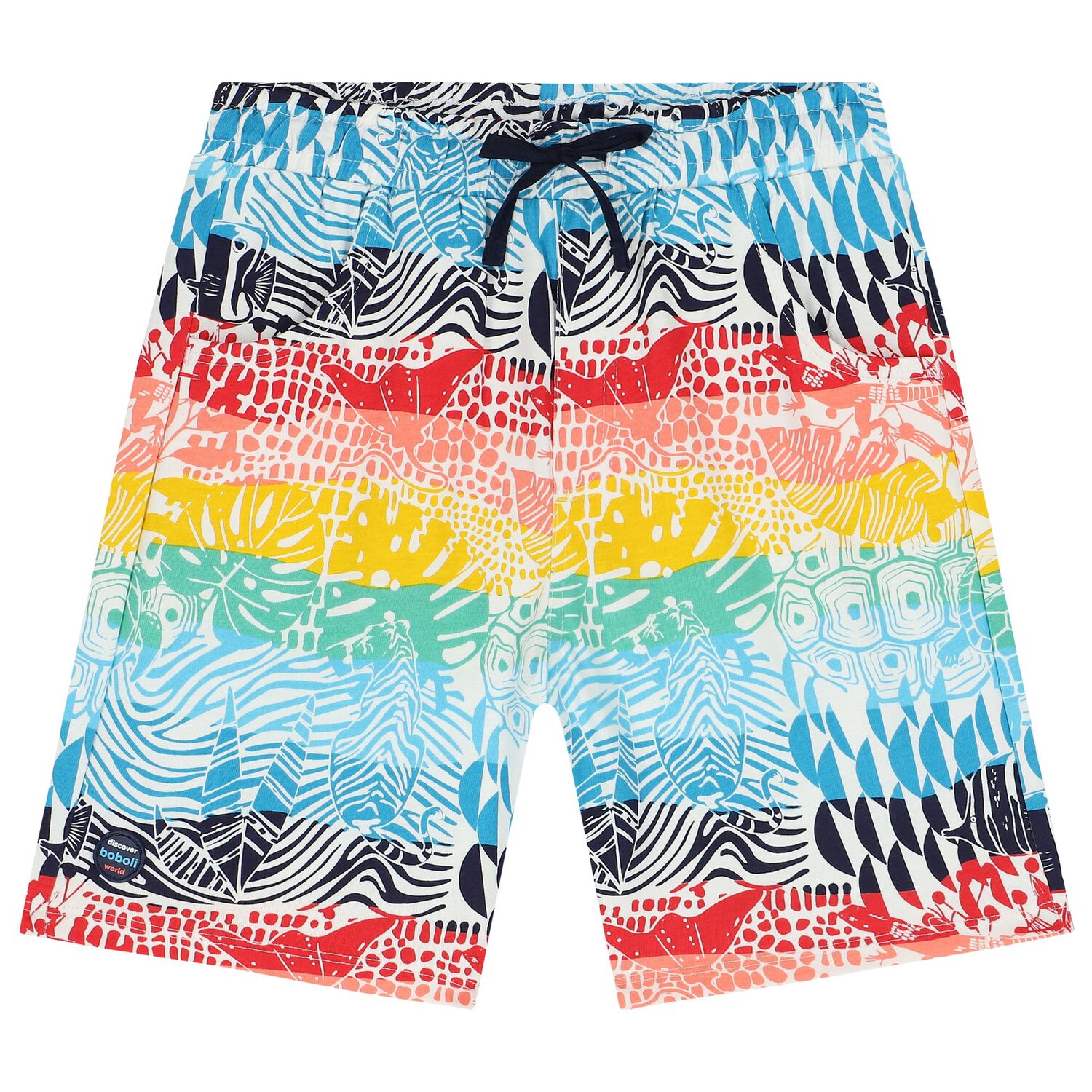 Boys Multi-Coloured Abstract Shorts, 1, hi-res