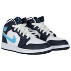 Blue & White Air Jordan 1 Mid Trainers, 6, hi-res