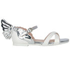Girls White & Silver Butterfly Sandals, 1, hi-res