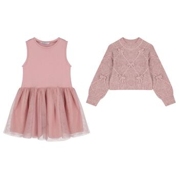 Girls Pink Tulle Dress Set
