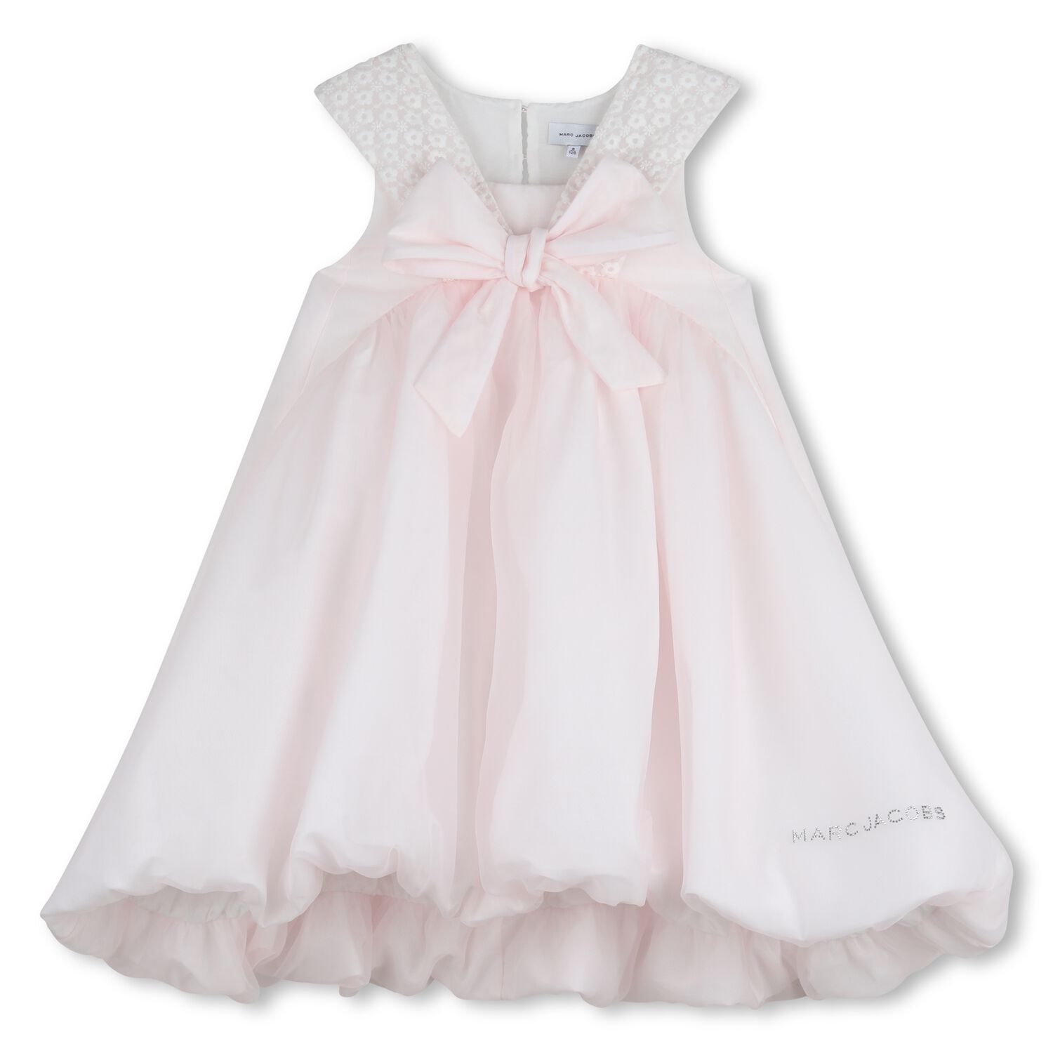 Girls Mini Me Pink Bow Organza Dress, 1, hi-res