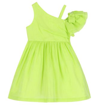 Girls Green Ruffled Dress