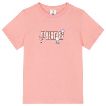 Girls Pink Hello Kitty Logo T-Shirt