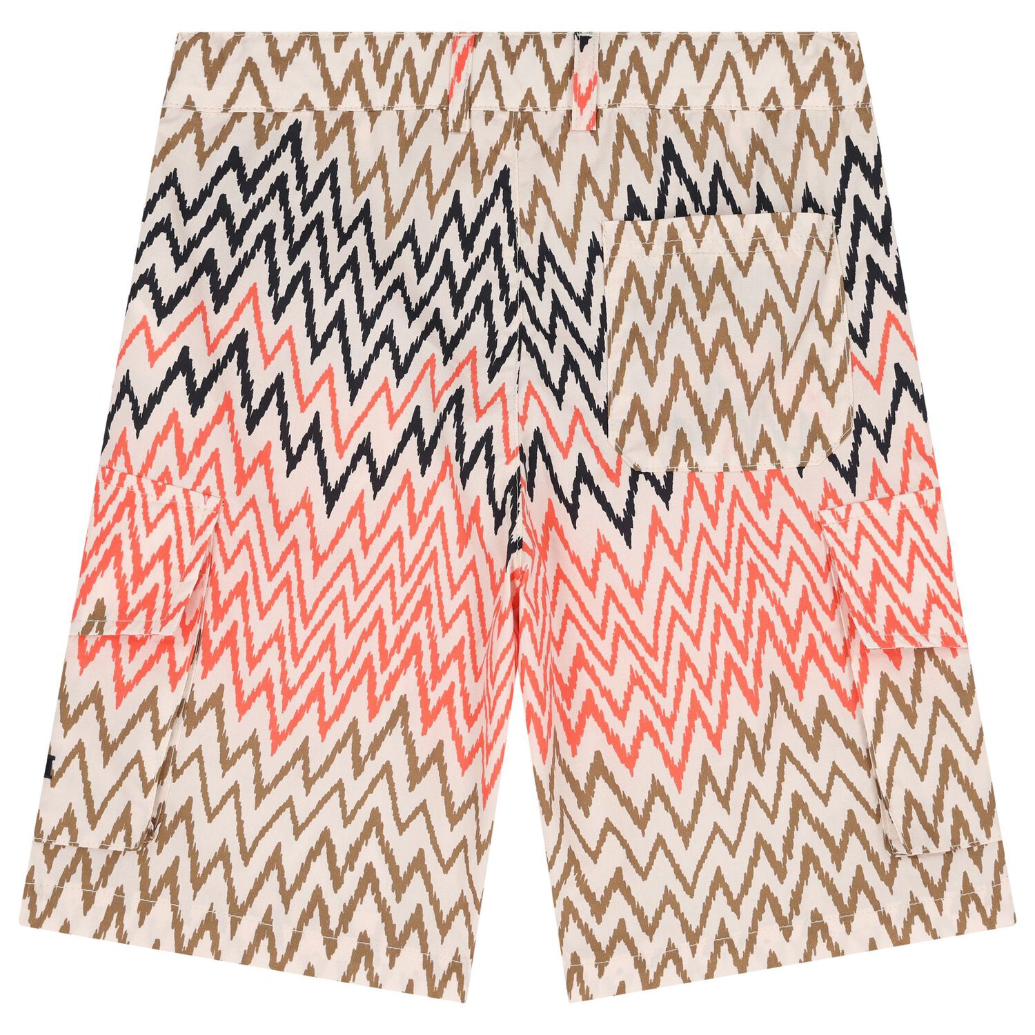 Boys Beige Logo Zig Zag Shorts, 1, hi-res