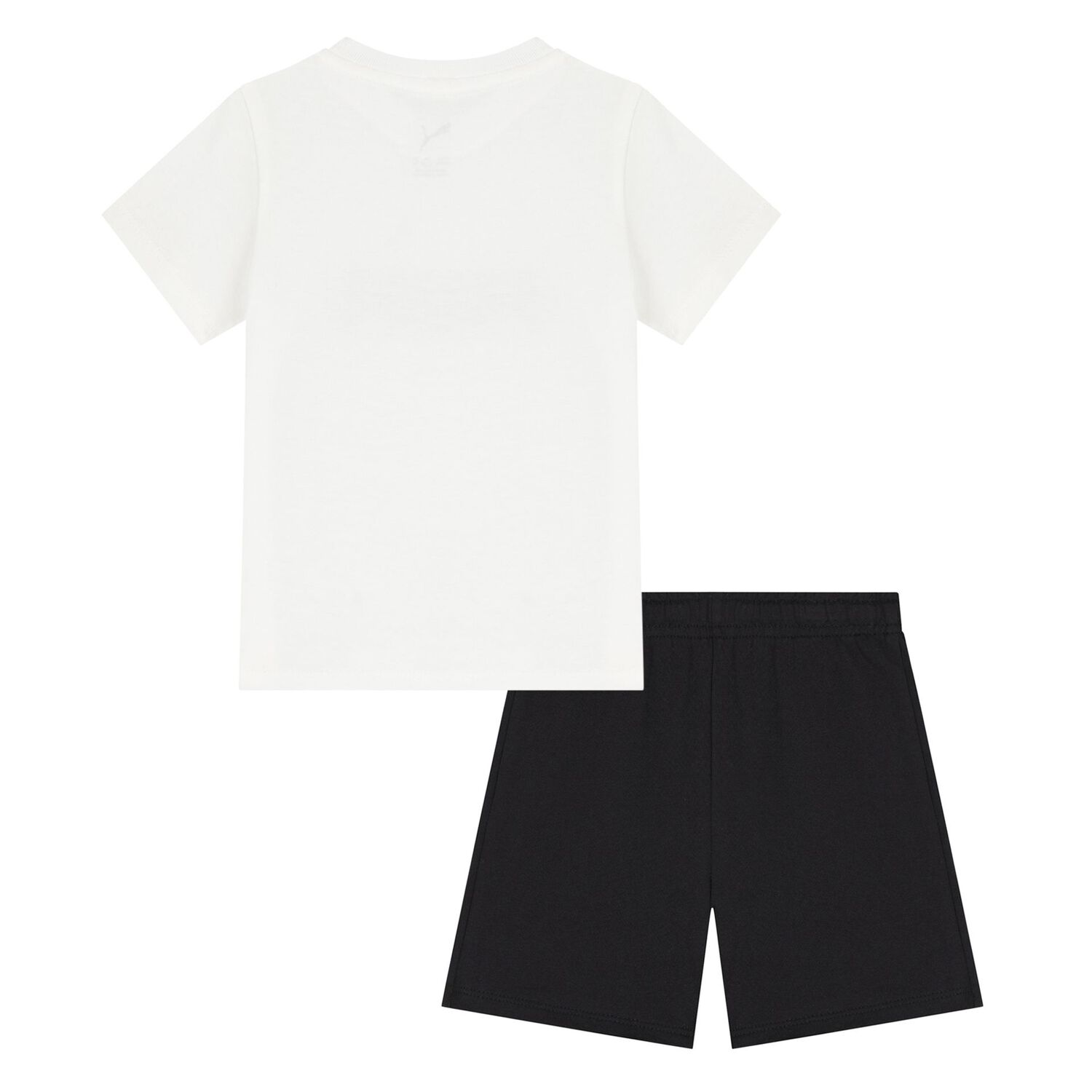 Younger Boys White & Black Logo Shorts Set, 1, hi-res