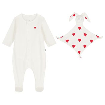 Baby Girls Ivory Heart Babygrow Gift Set