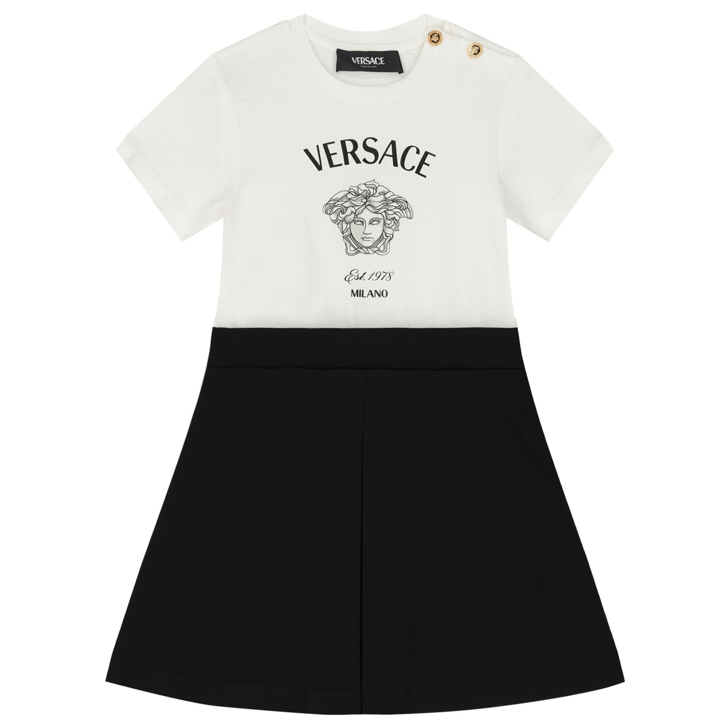 Girls White & Black Medusa Dress, 1, hi-res