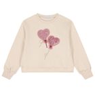 Girls Beige Tulle Heart Sweatshirt, 1, hi-res