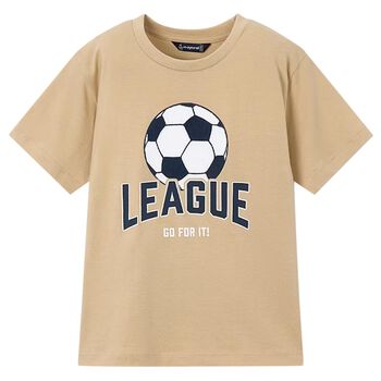 Boys Beige Football T-Shirt